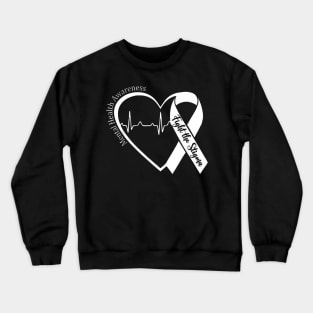 Mental Health Awareness Heart Fight The Stigma Green Ribbon Crewneck Sweatshirt